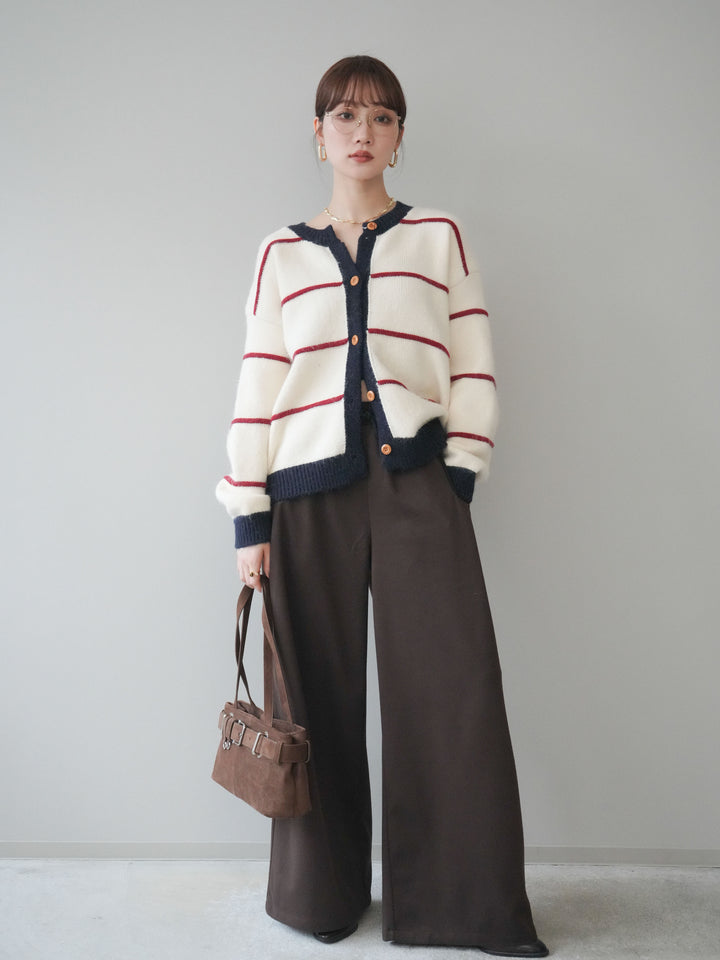 [予約]配色パイピングイージーパンツ/brown