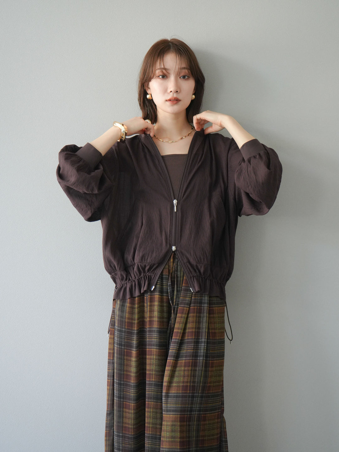 [預訂] Washer Sheer Blouson/棕色
