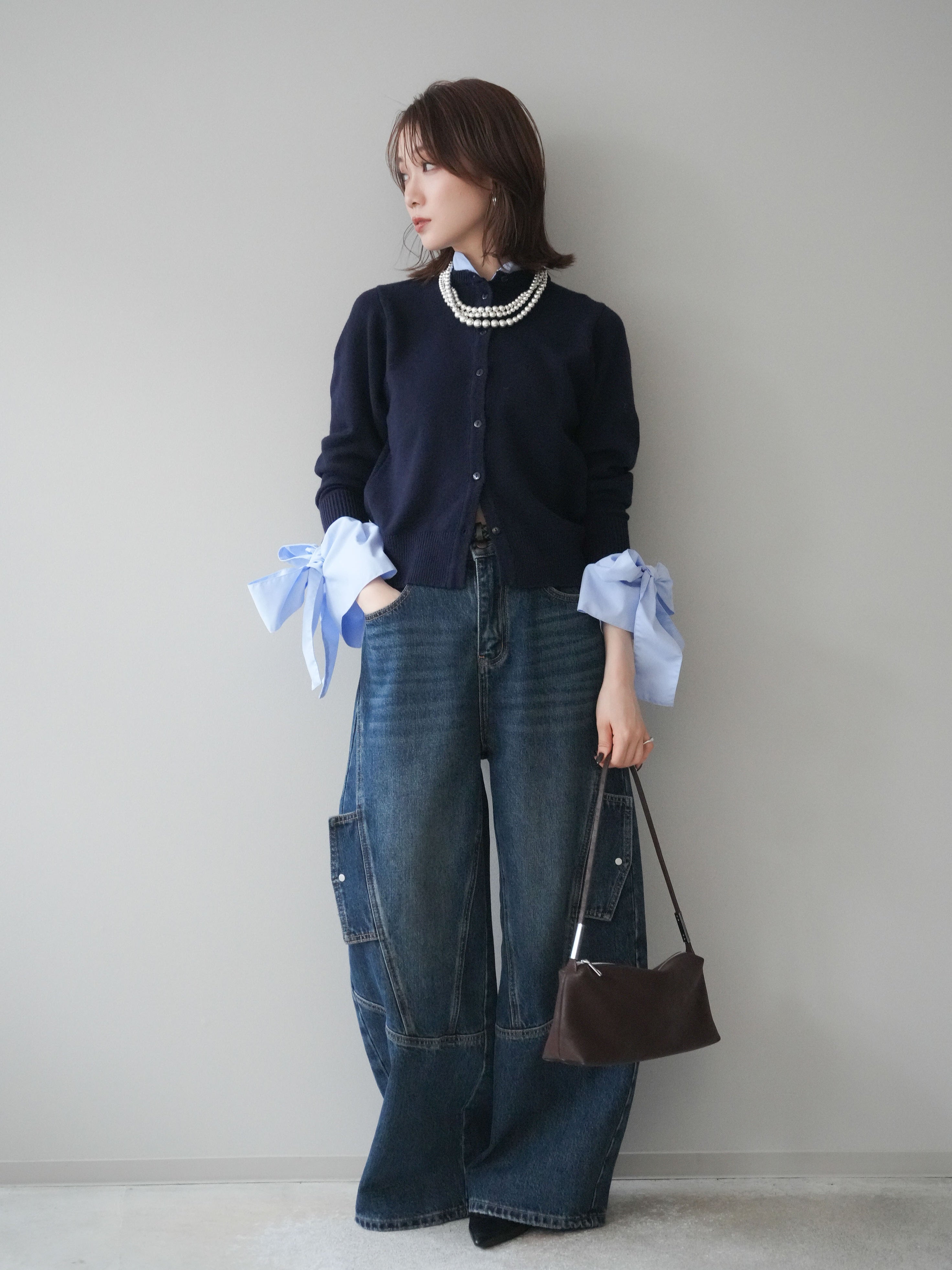 予約]カーゴデザインコクーンデニムパンツ/navy – Lumier