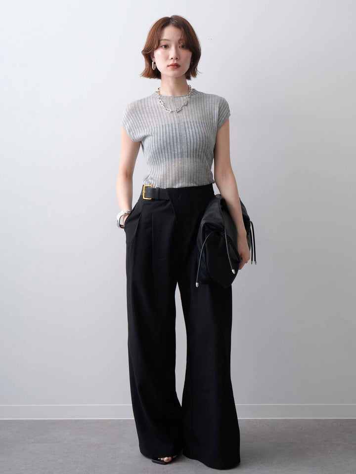 [予約]シアーリブフレンチニットトップス/grey