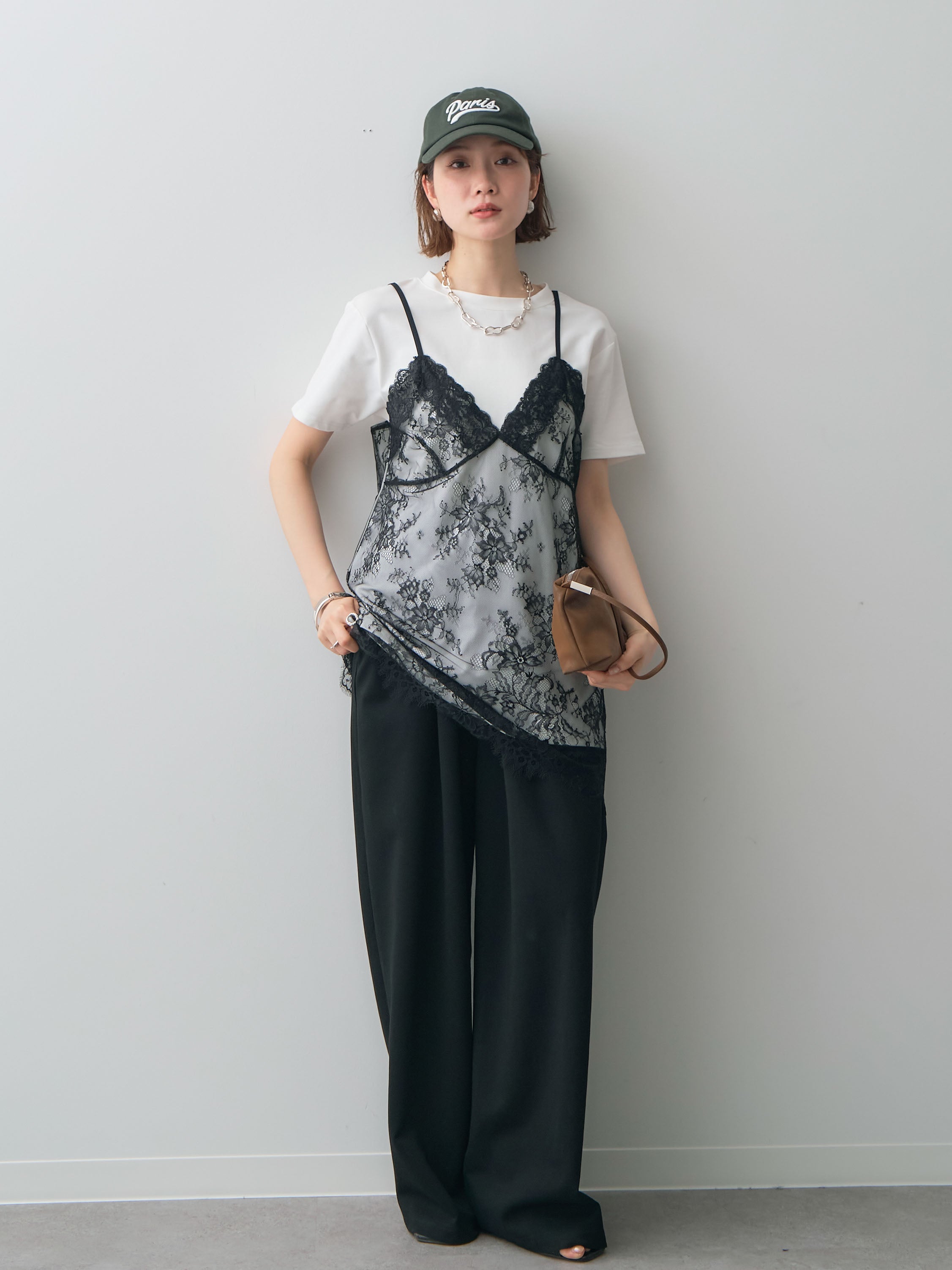予約]レースキャミチュニックレイヤードTEE/off – Lumier