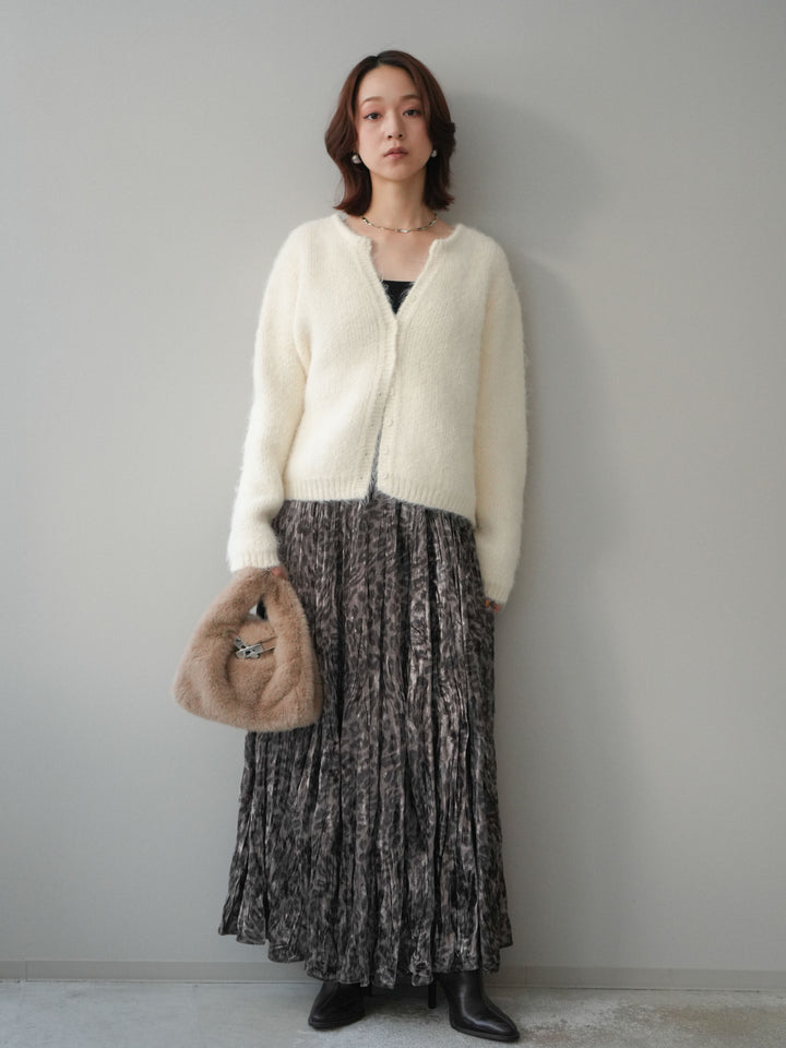 [予約]レオパードベロアワッシャーロングスカート/gray