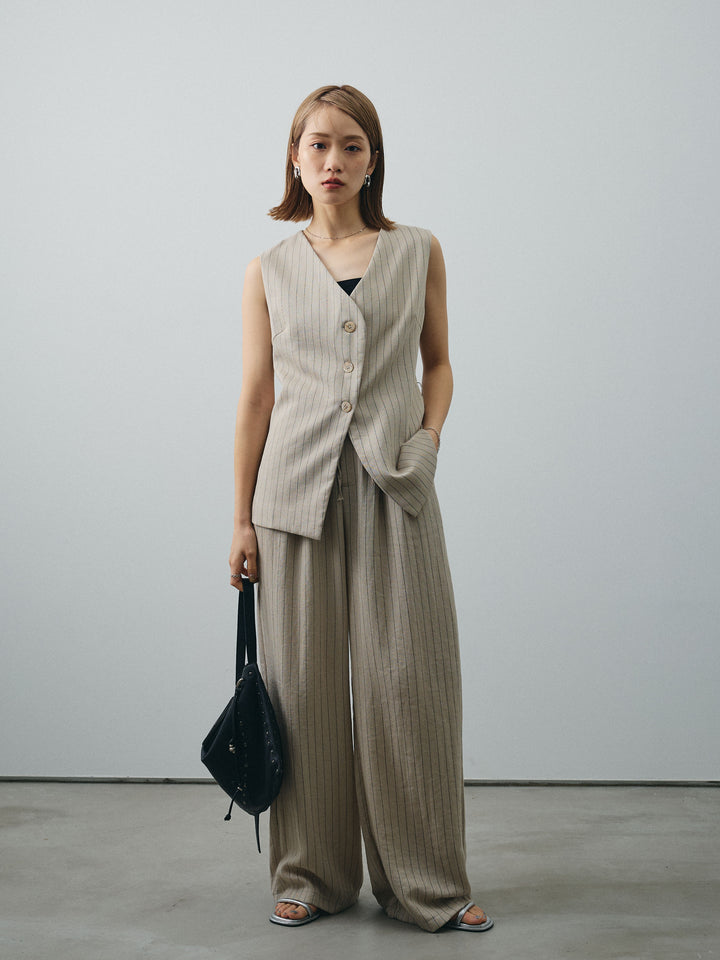 [SET]ストライプベスト＆ワイドパンツSET UP+ストライプベスト＆ワイドパンツSET UP(2set)