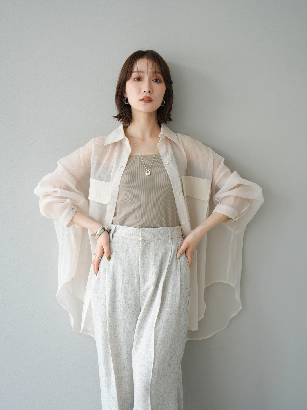 [SET]BIGポケットオーバーシアーシャツ+BIGポケットオーバーシアーシャツ(2set)