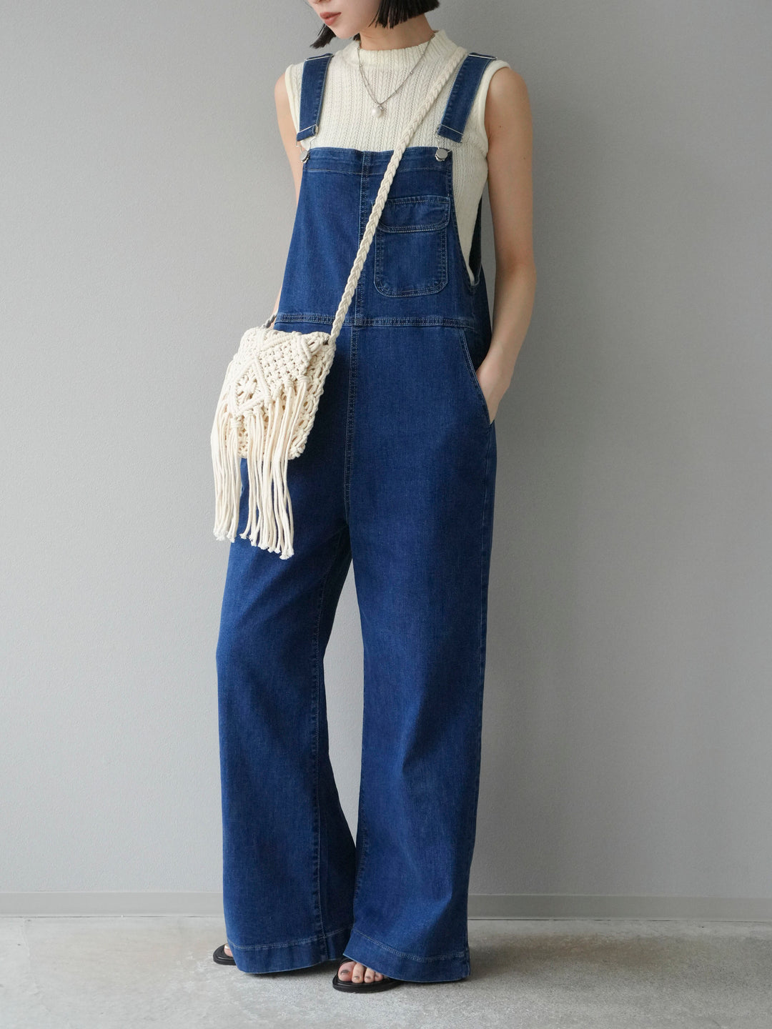 【預購】彈性牛仔寬褲/藍色