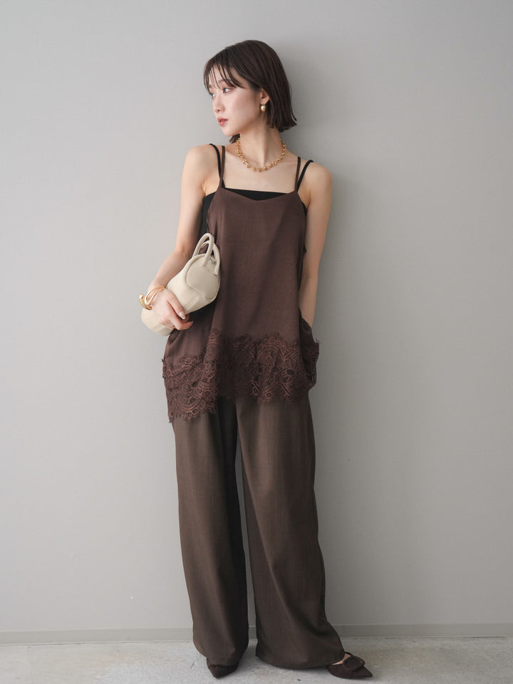 [予約]異素材ドッキングメニータックワイドパンツ/brown