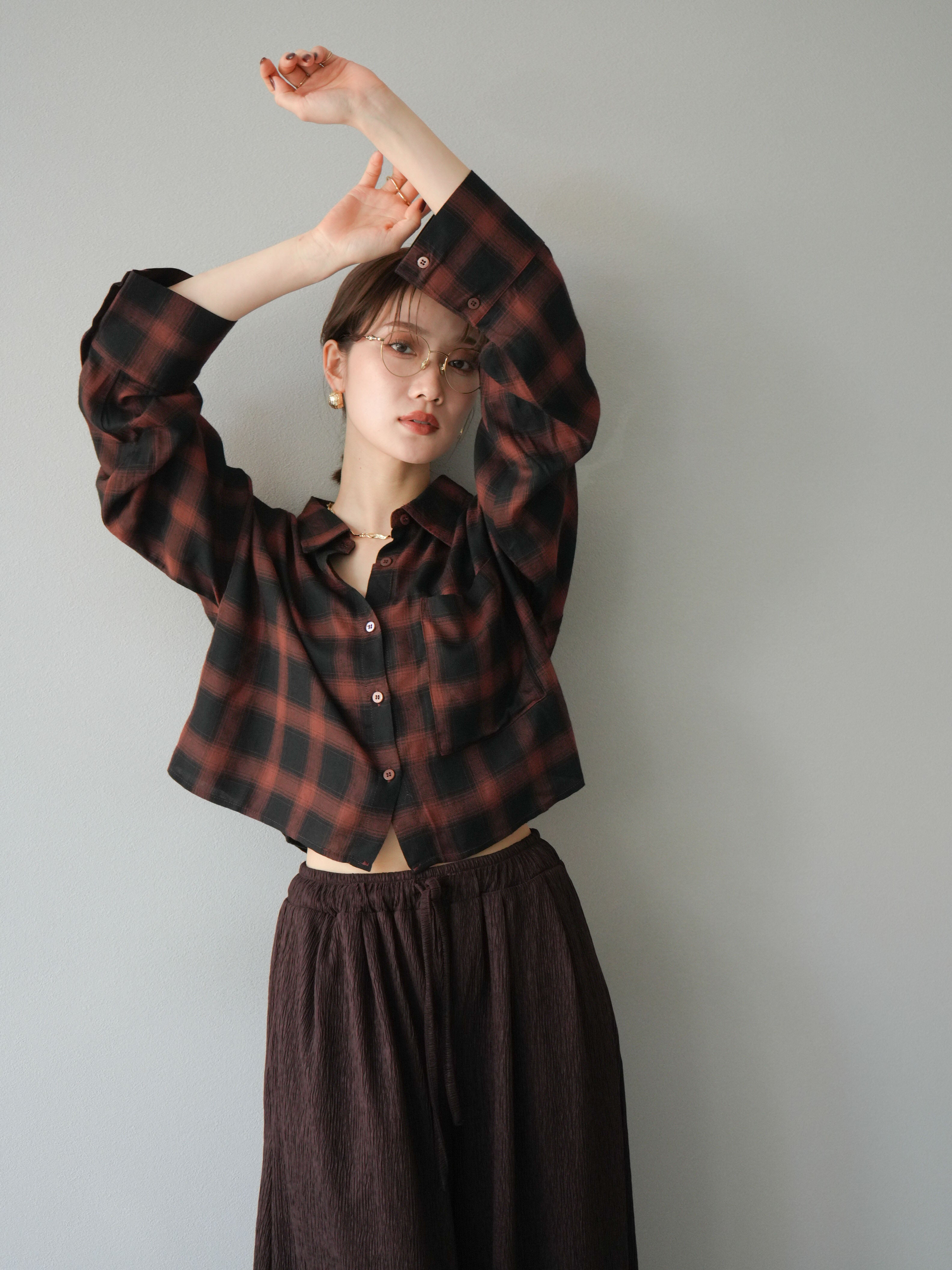 予約]オンブレチェックショートシャツ/オレンジ – Lumier