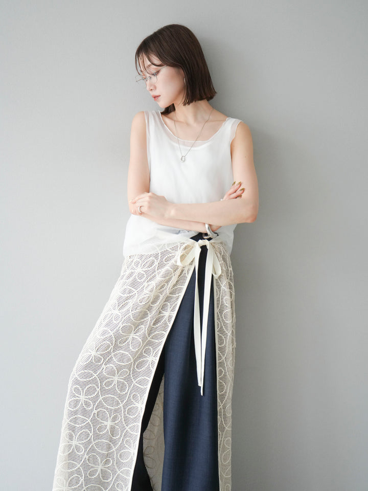 [予約]オーガンジーレイヤードタンクトップ/ホワイト