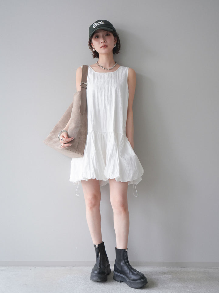 [予約]ドロストバルーンミニワンピース/white