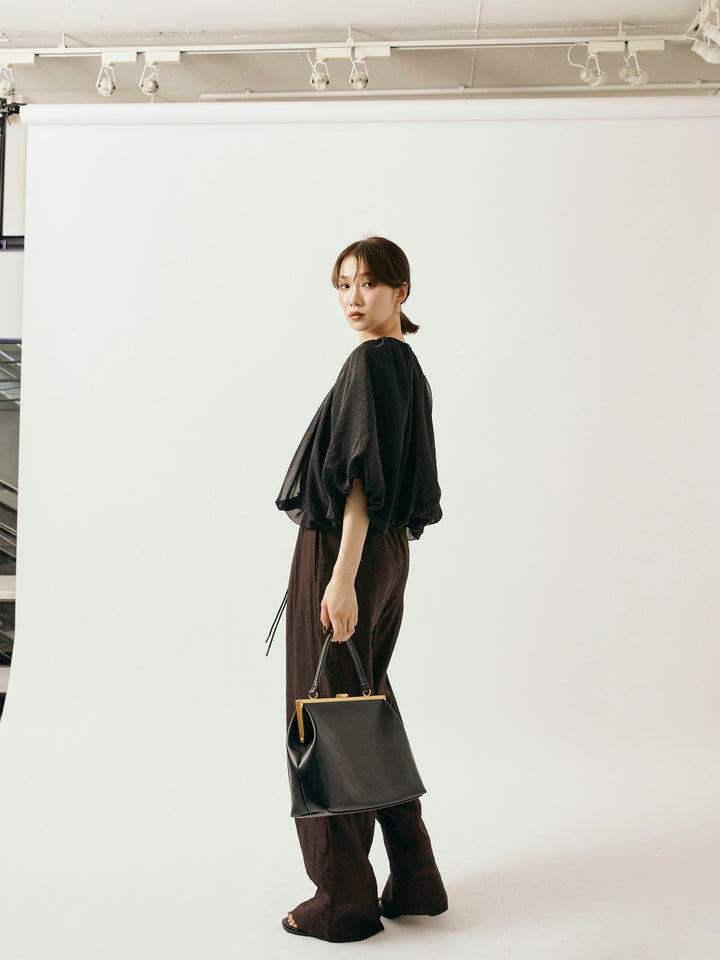 [予約]シャイニースラブシアーワイドパンツ/ブラウン