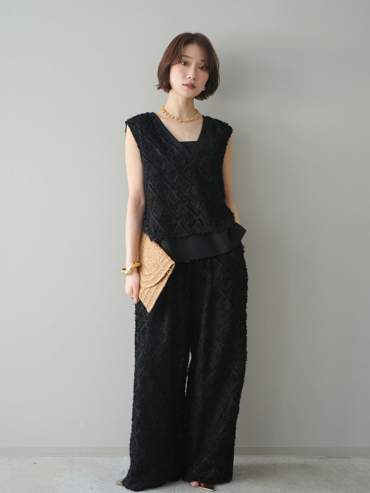 [SET]フリンジレイヤードVネックノースリーブ+選べるアクセセット(2set)