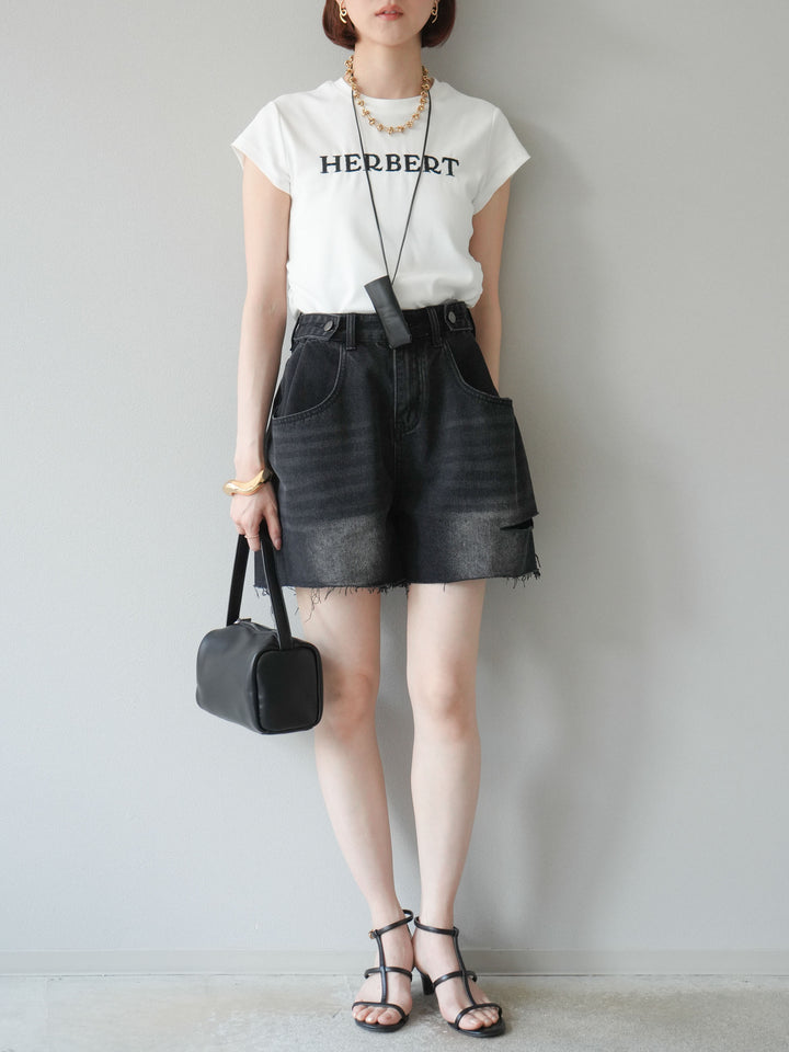 【預購】寬鬆半身牛仔褲/黑色