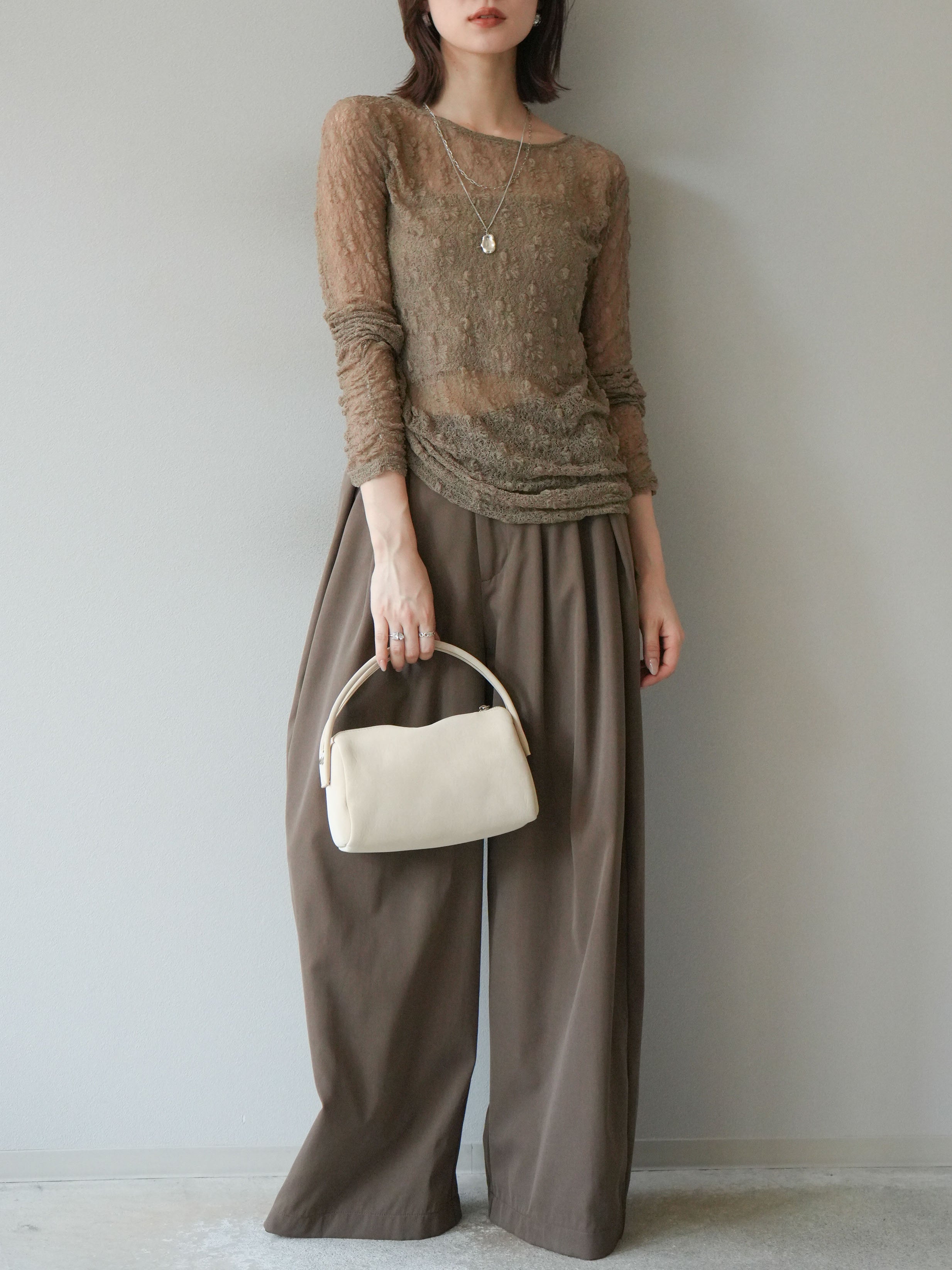 FOXEY レース　トップス forksy.】フラワーレースシアートップス/サッカーシャツ forksy