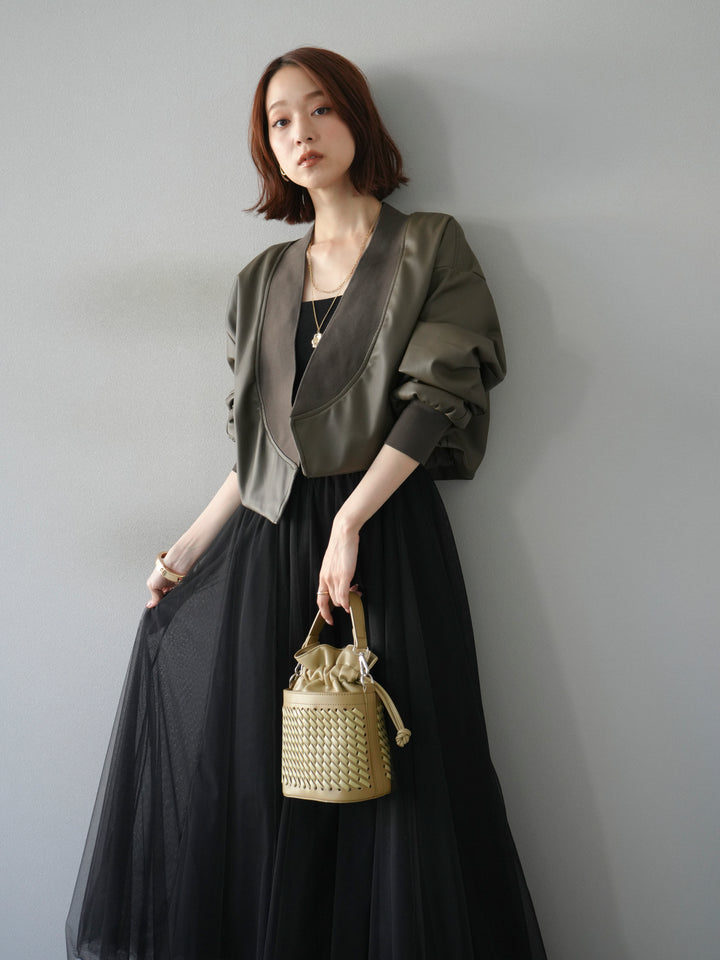 [予約]レザーバルーンボレロ/カーキ