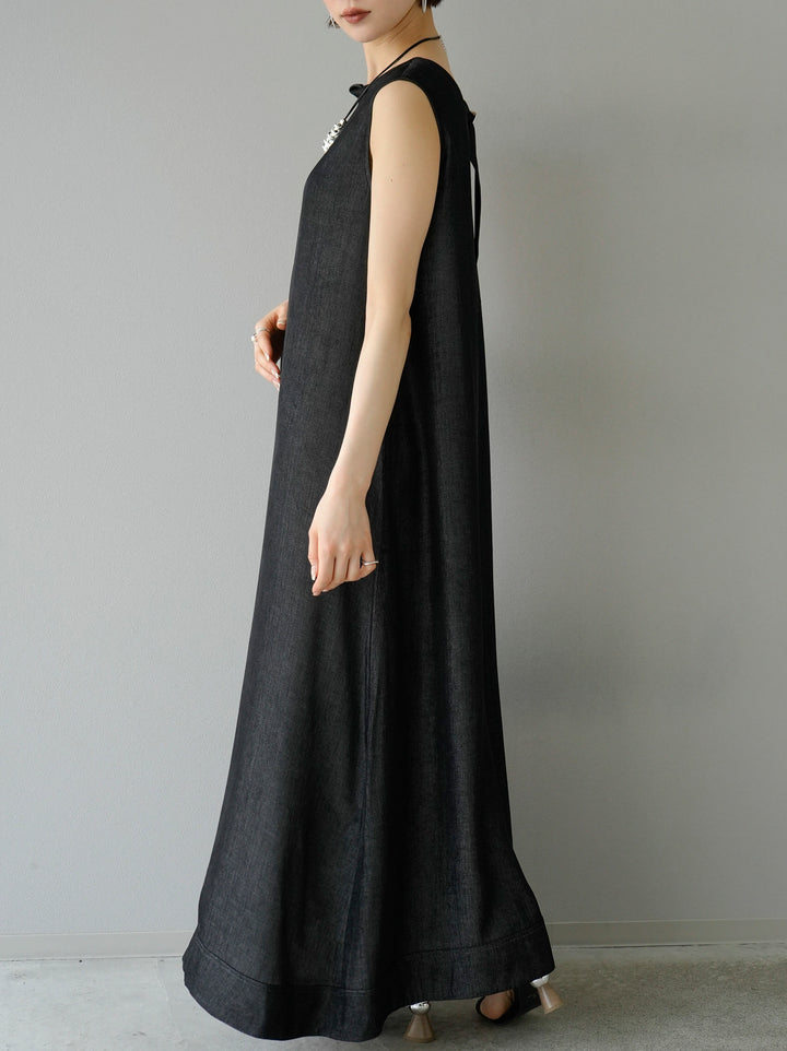 [Pre-order] Tencel Denim A-line Dress/Black