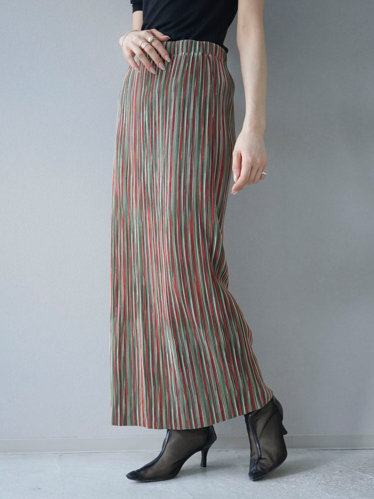 [Pre-order] Multi-color I-line pleated skirt/green