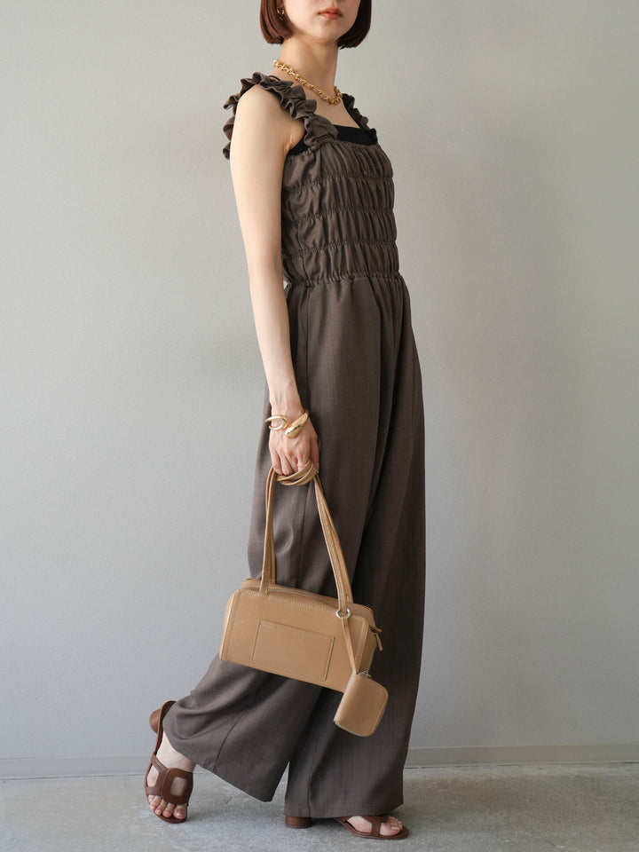 [予約]ヘザーエステルシャーリングサロペット/ブラウン