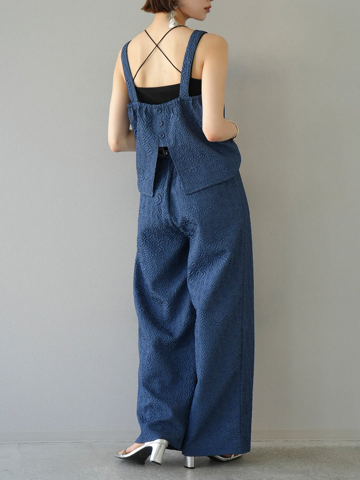 [Pre-order] Puffy jacquard wide pants/blue