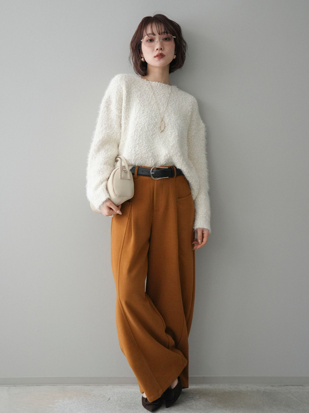 [予約]モールラメミックスヤーンニットプルオーバー/ivory