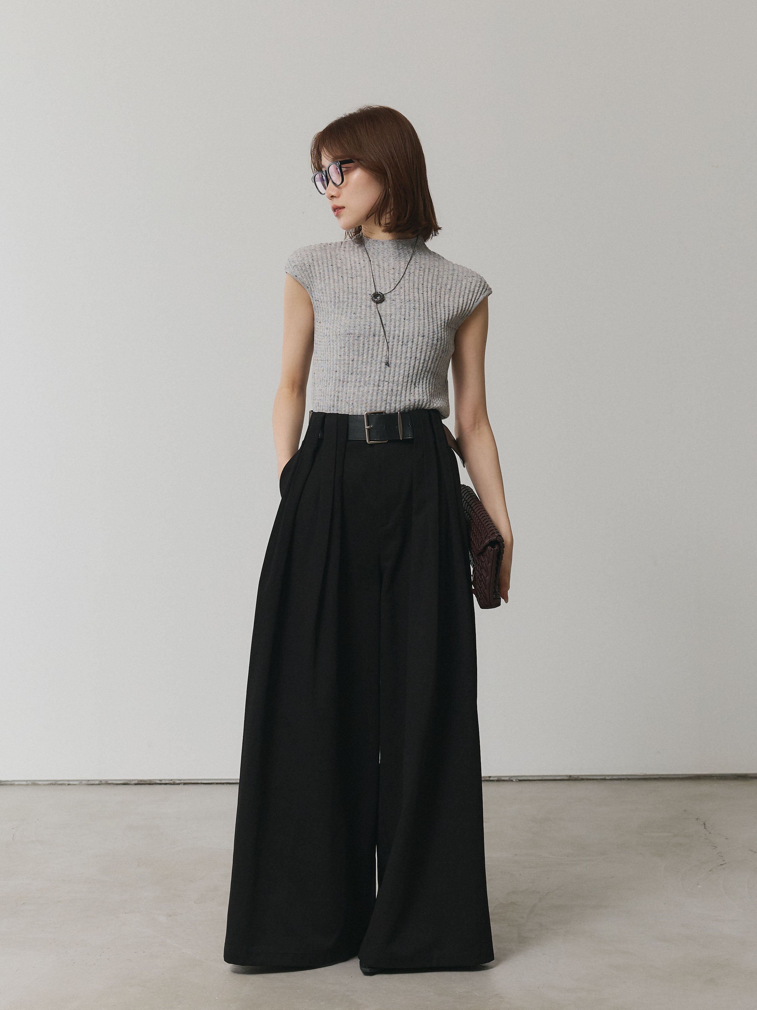 Allure】[SET]ミックスヤーンデザインリブフレンチスリーブ