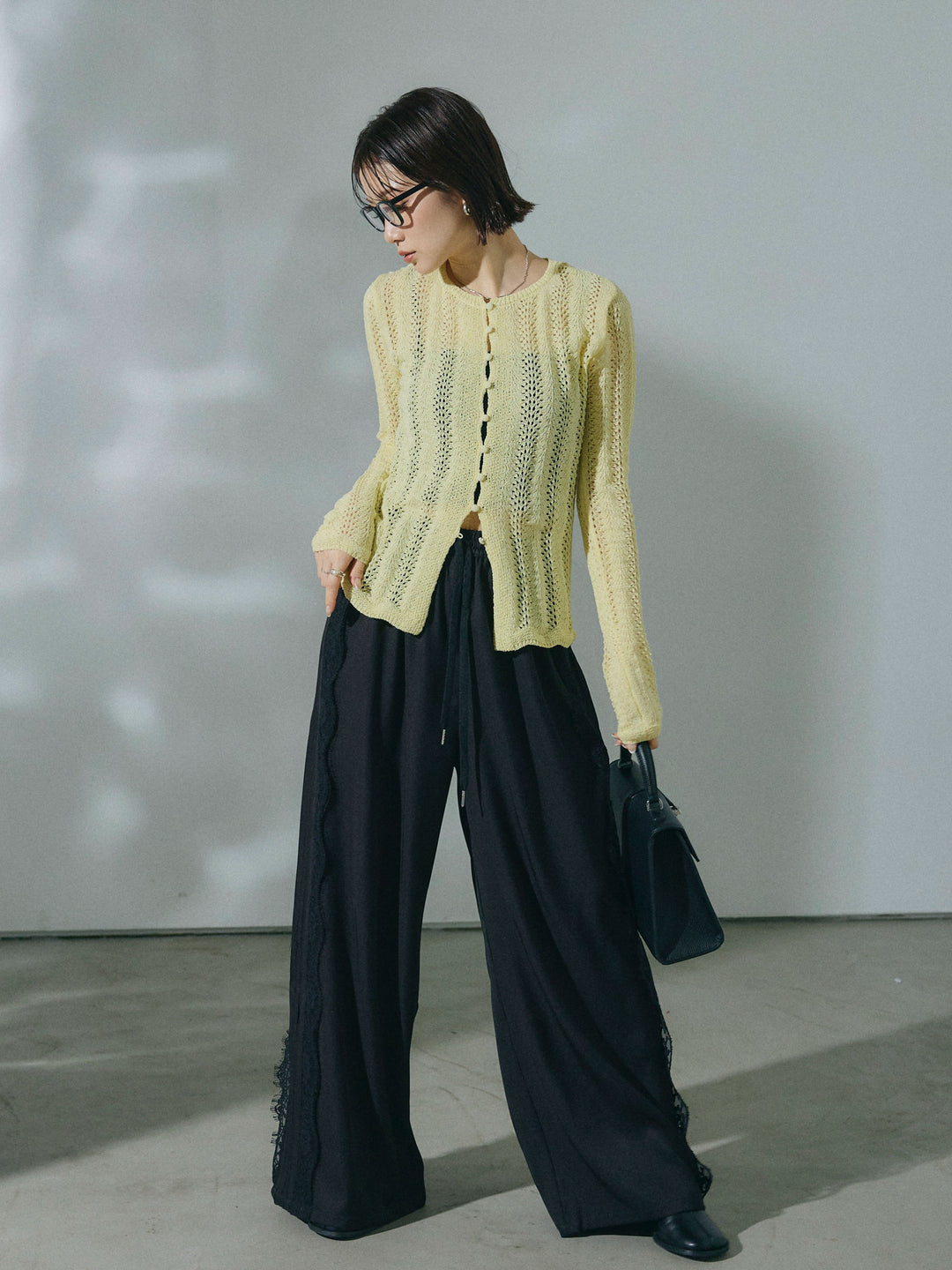 【Allure】[SET]透かし編みニットカーディガントップス+透かし編みニットカーディガントップス(2set)