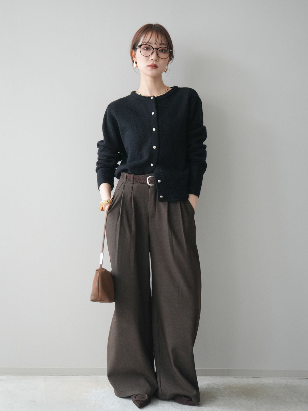 [予約]アンティークボタンニットカーディガン/black