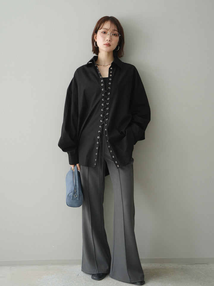 [SET]レースアップブロードシャツ+選べるアクセセット(2set)