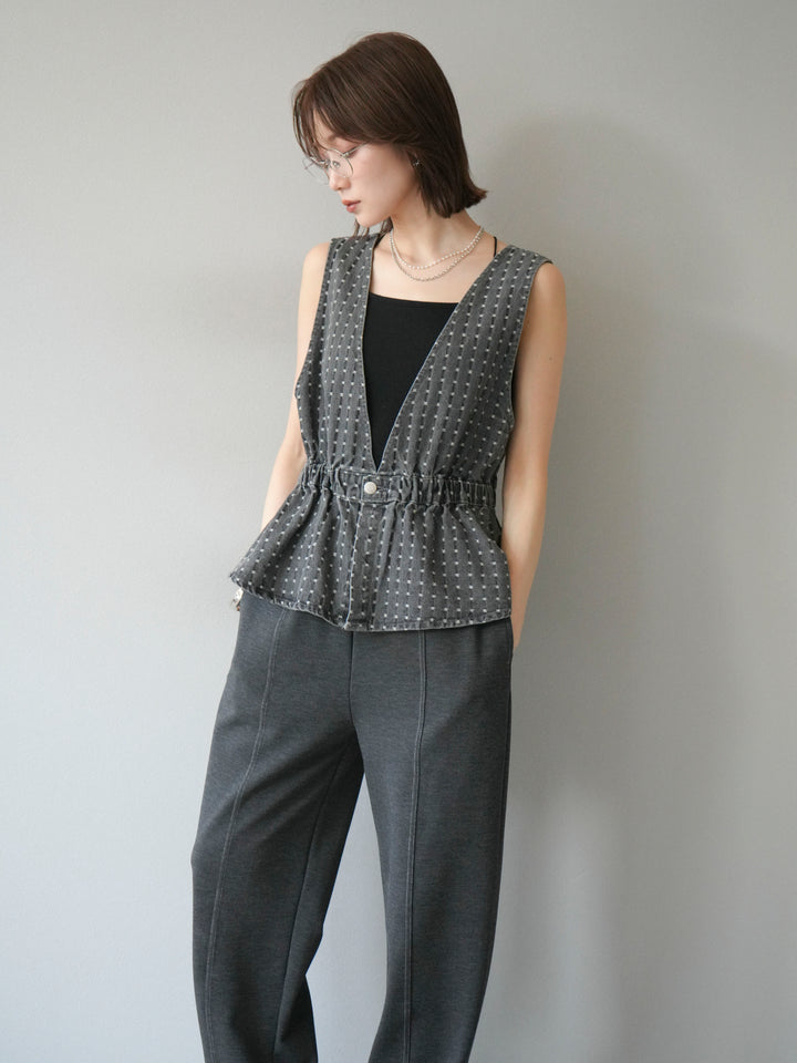 [予約]ジャガードデニム２WAYビスチェ/ブラック