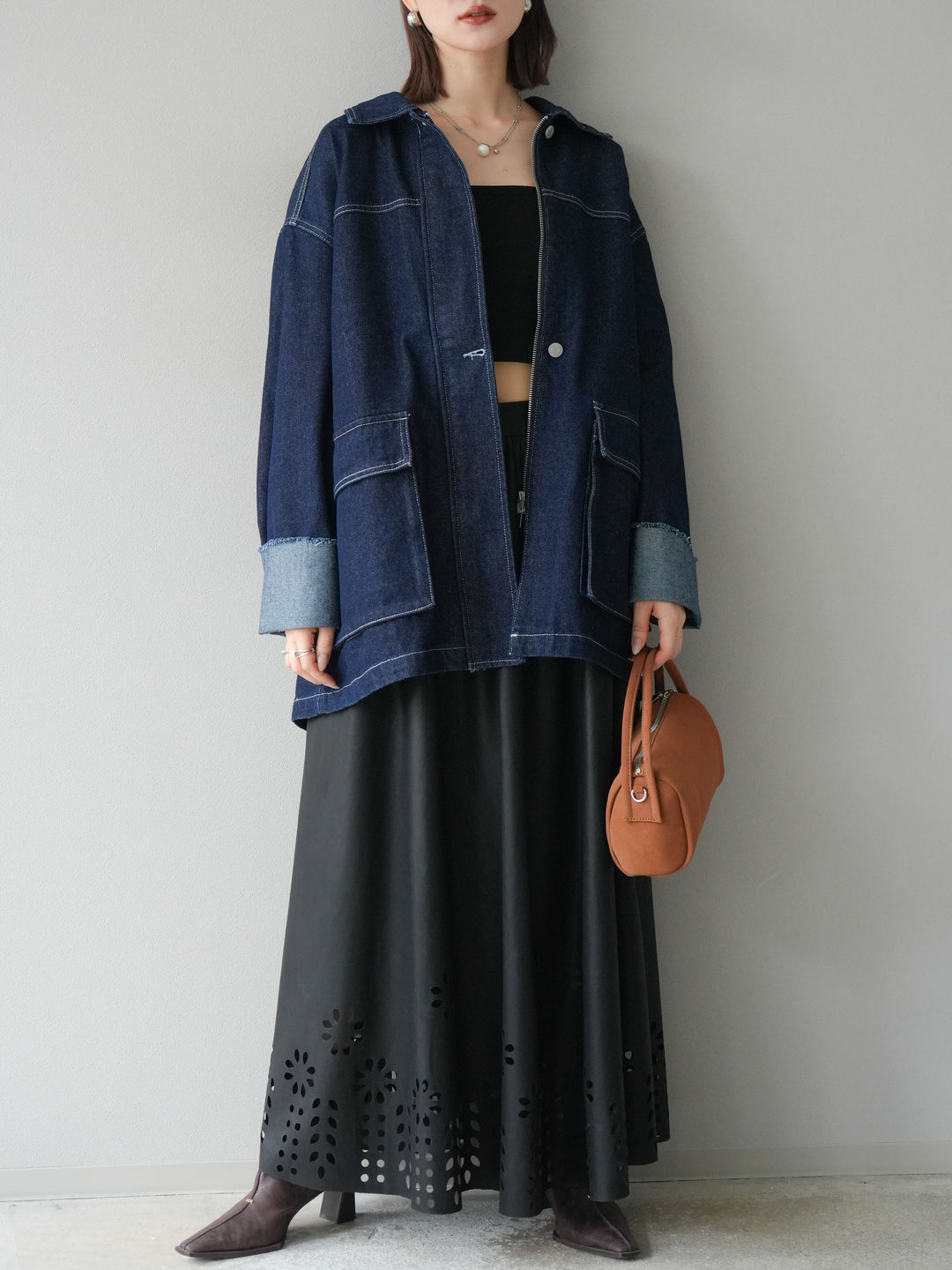 [予約]ステッチデニムオーバージャケット/インディゴ