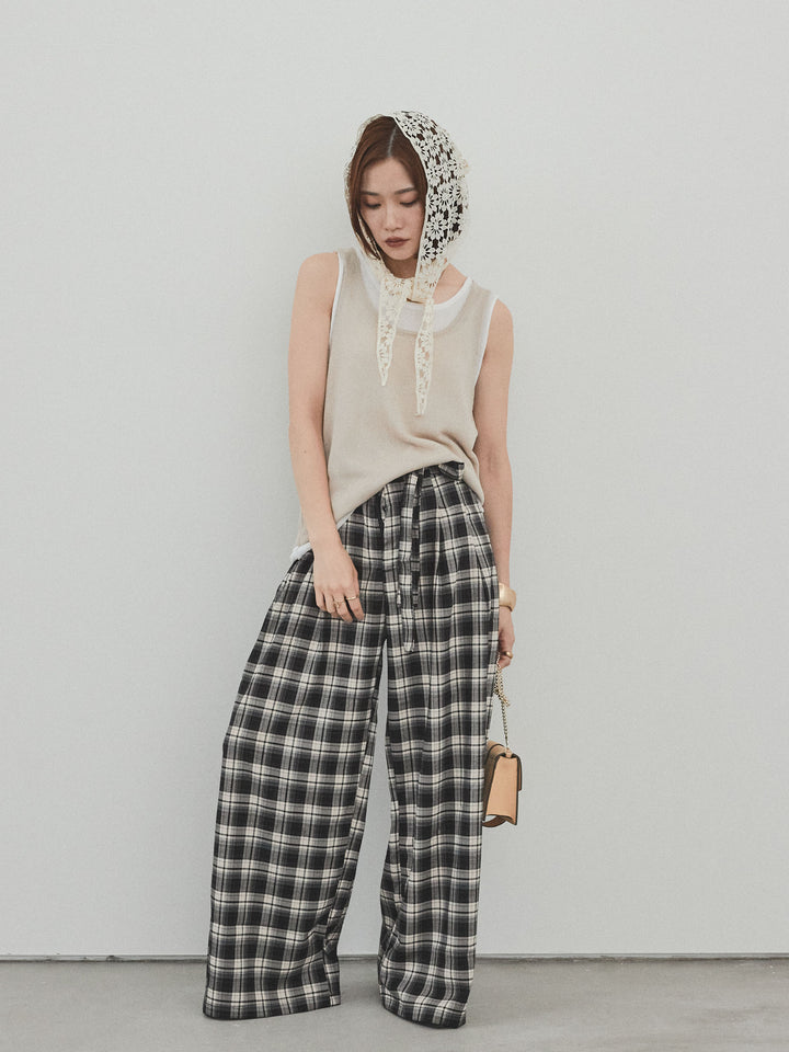 【預購】雙色疊層針織背心/米色