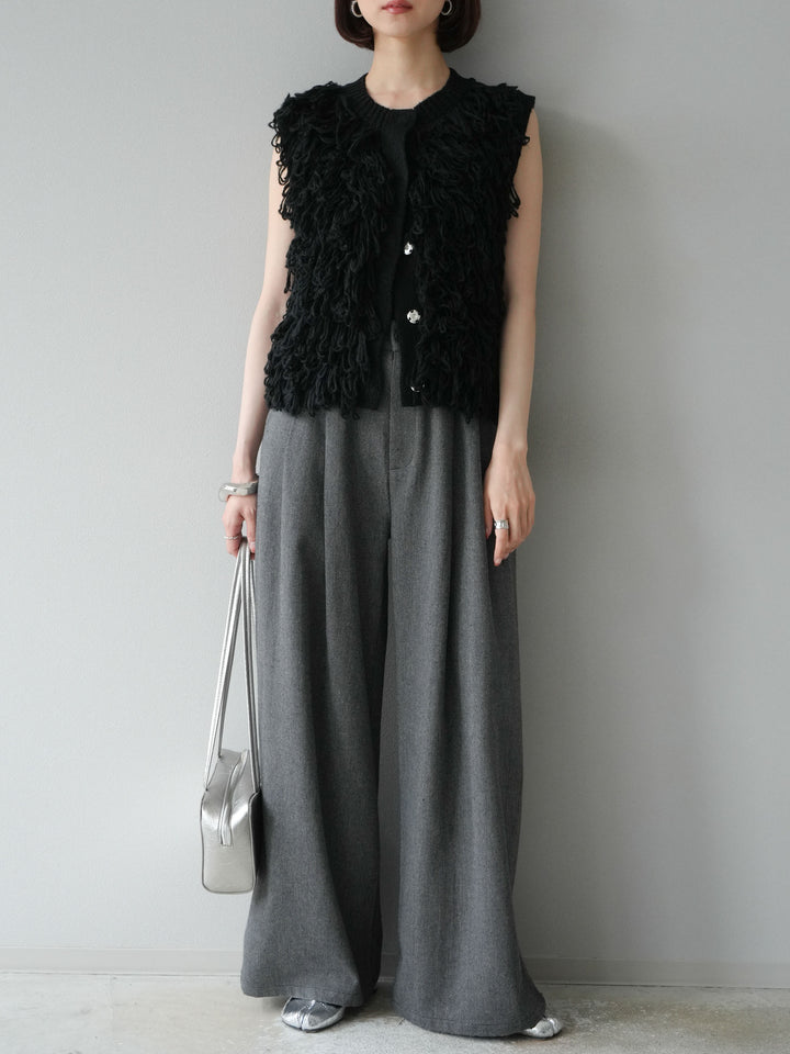 [予約]ツイードタッチタックワイドパンツ/ダークグレー