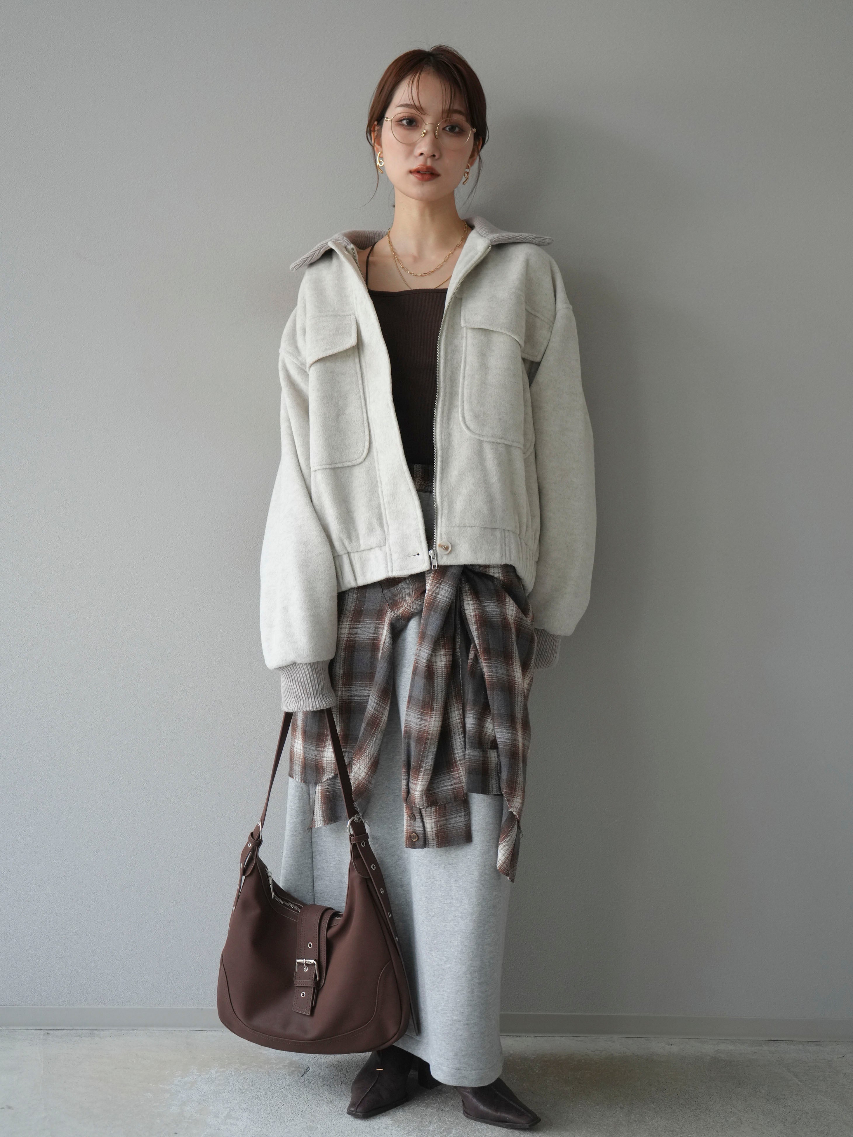 予約]ウールタッチ襟リブステンカラーショートコート/oatmeal – Lumier