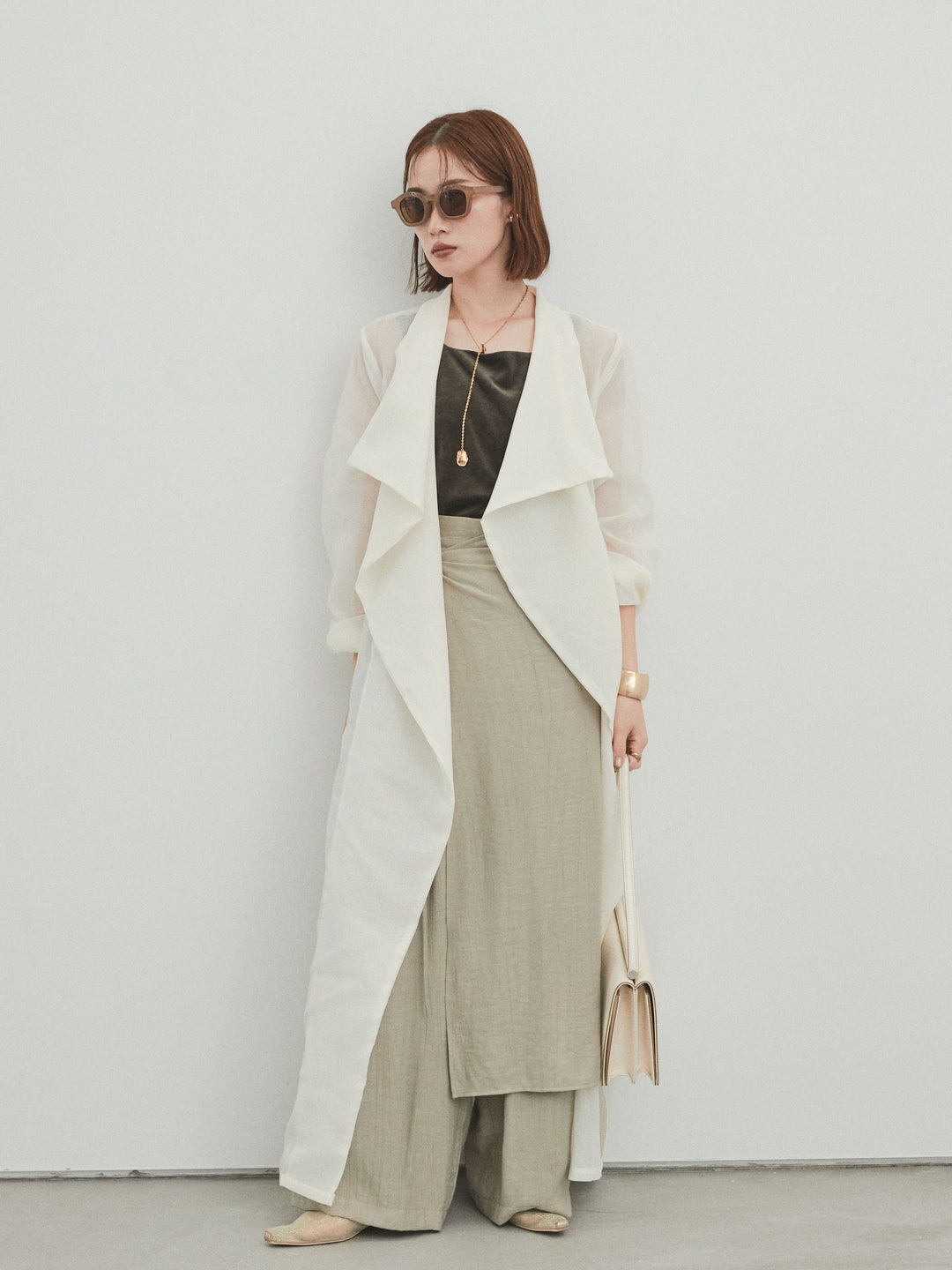 [予約]スクエアベロアタンクトップ/チャコール