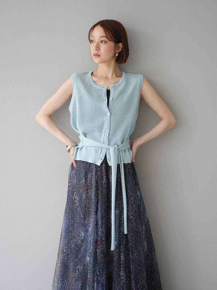 [予約]ウエストベルトニットベスト/ブルー