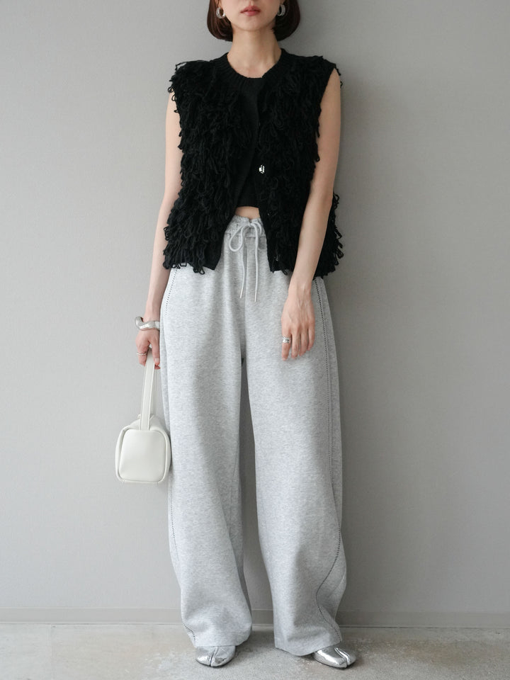 [予約]ハンドステッチ風スウェットパンツ/グレー