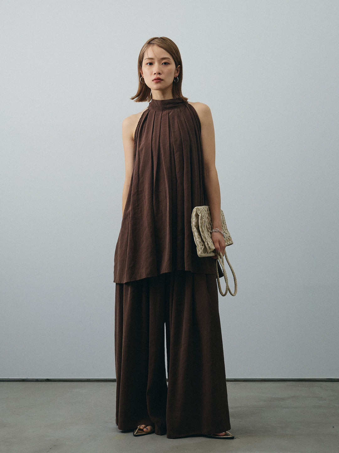 [SET] 桃色拉絨吊帶衫＆寬褲 SET UP（2 套）