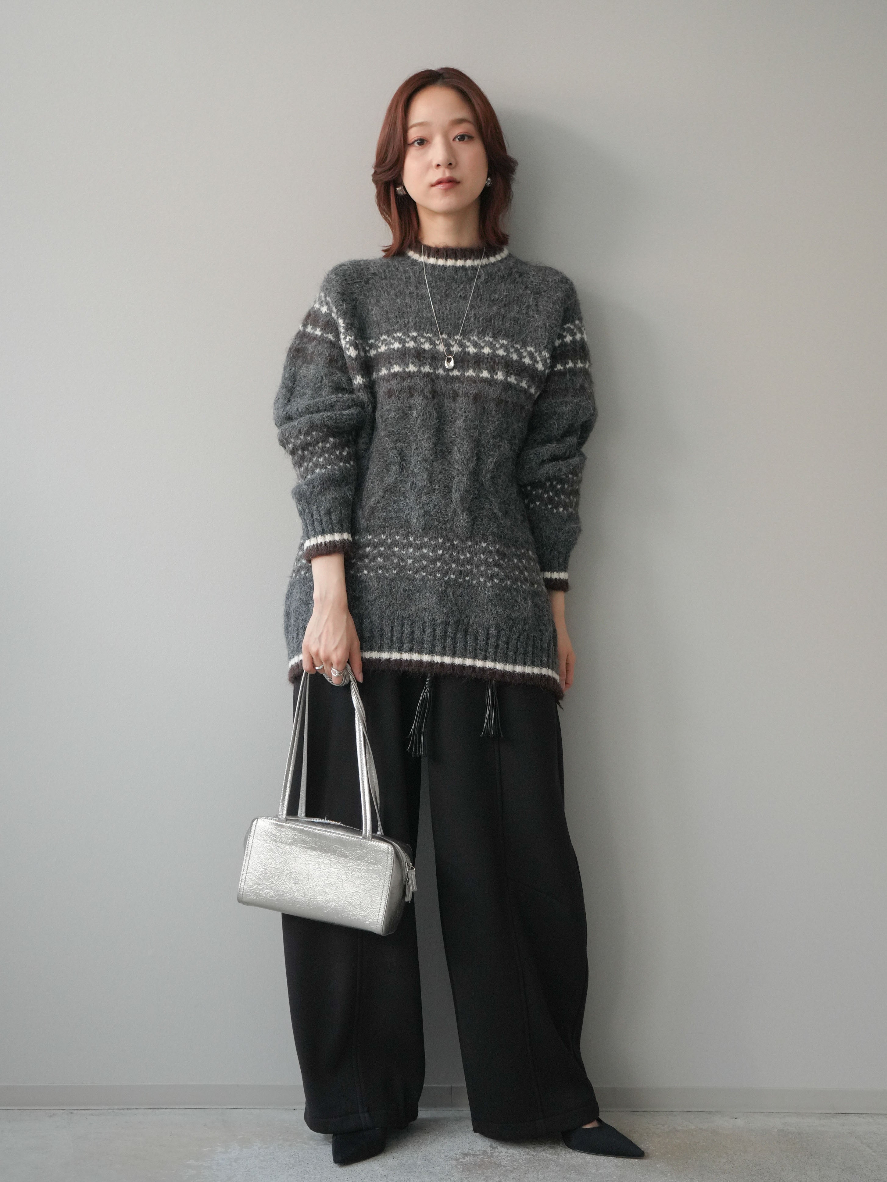 予約]ベルト付裏起毛センターシームカーブパンツ/black – Lumier