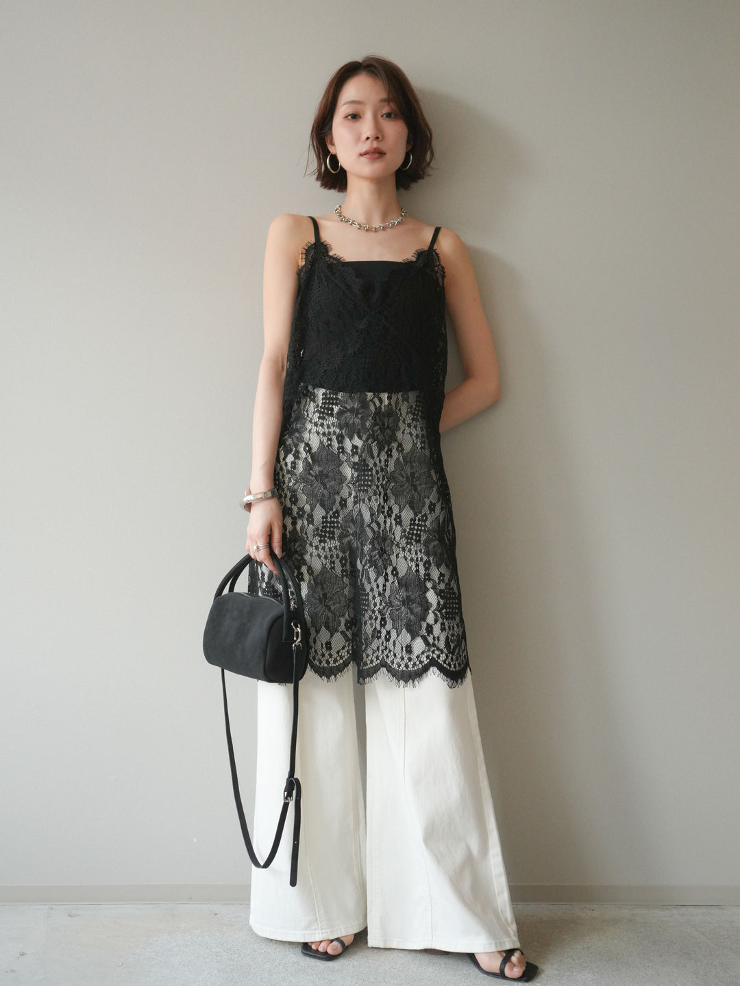[予約]総レースチュニックキャミソール/black