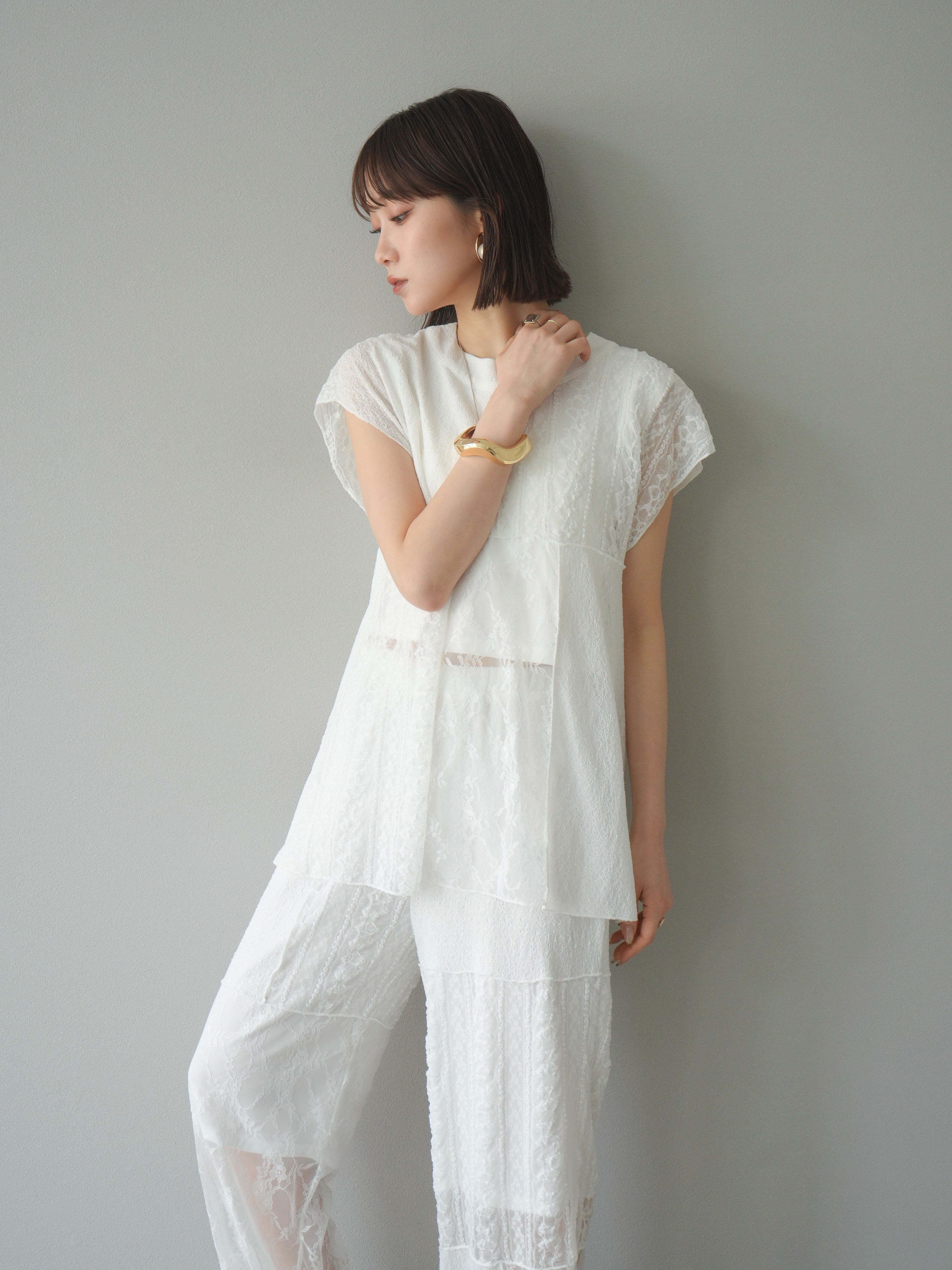 予約]パッチワークレースフレンチプルオーバー/ホワイト – Lumier