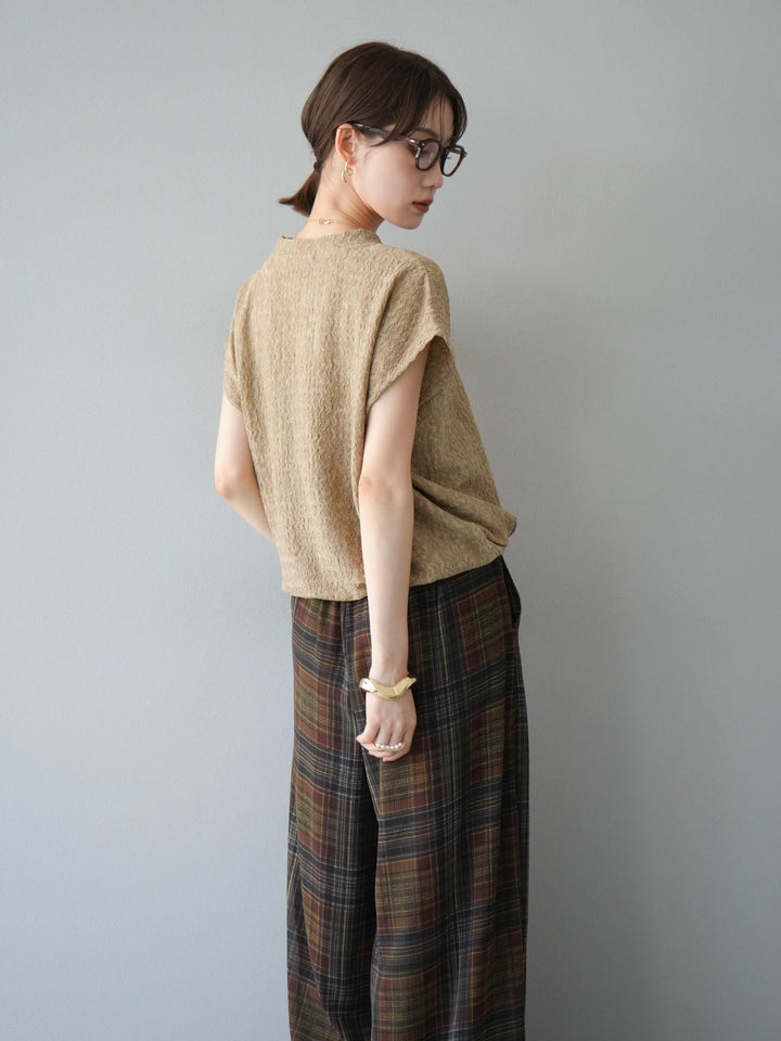 【預購】抽繩提花套頭衫/米色