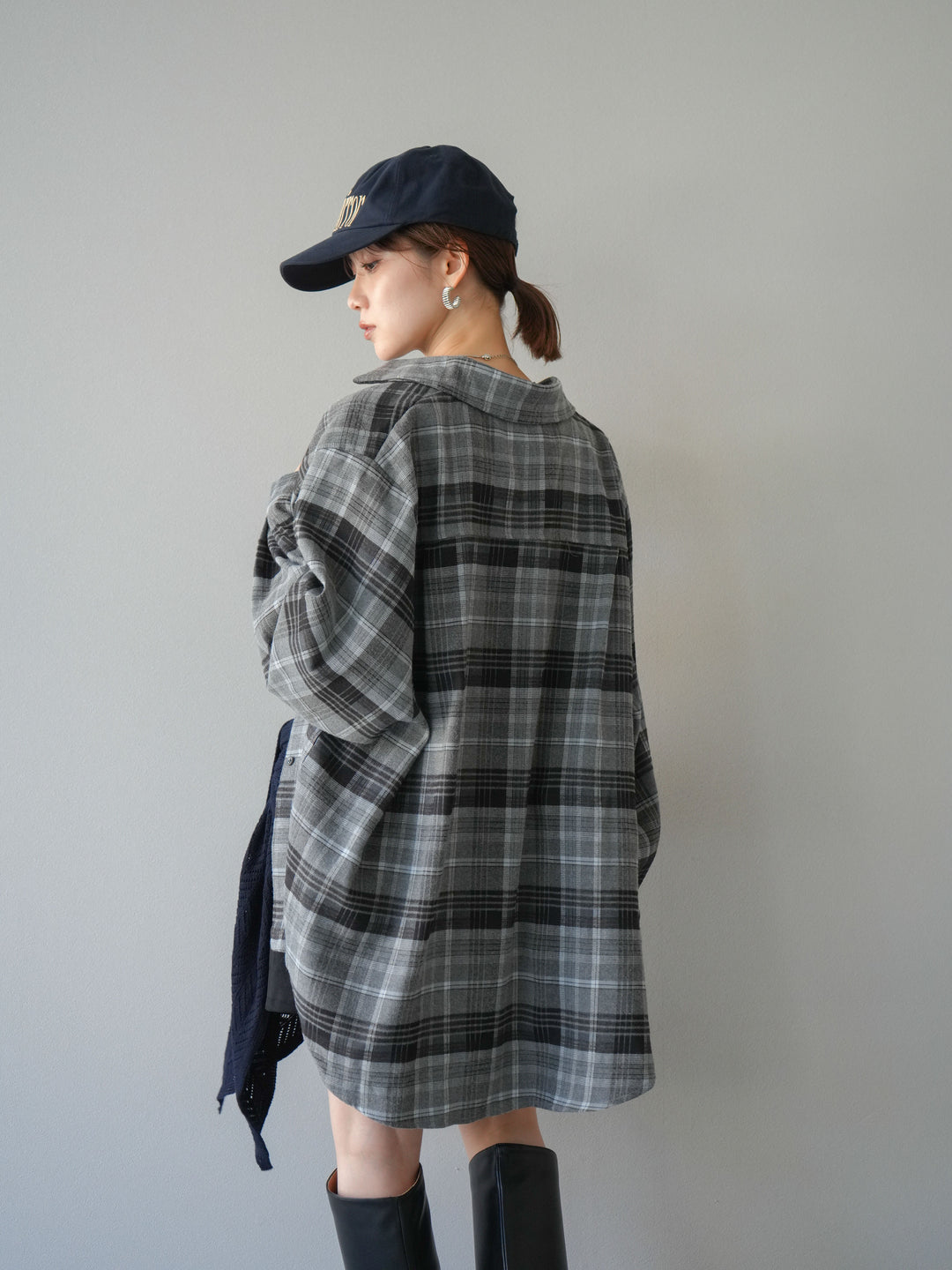 [予約]起毛チェックオーバーシャツ/グレー