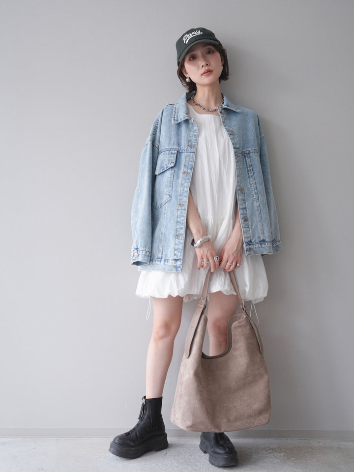 [予約]ドロストバルーンミニワンピース/white