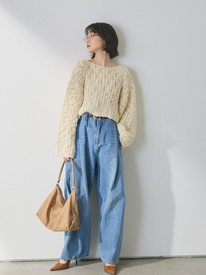 【Allure】[SET]クロップドチャンキースラブニットプルオーバー+クロップドチャンキースラブニットプルオーバー(2set)