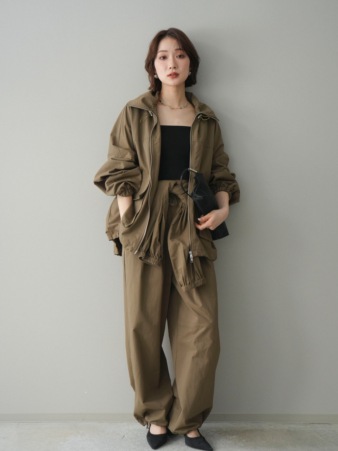 [予約]ビッグポケットコットンナイロンジップブルゾン/brown