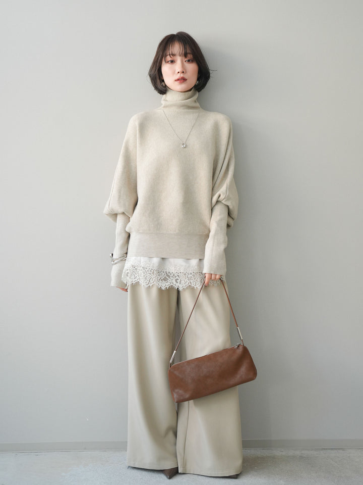 [予約]ウエストレースタックワイドパンツ/ivory
