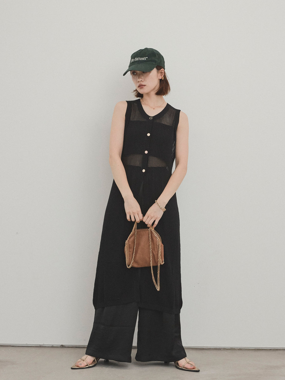 [SET]アソートボタンニットロングジレ+サテンイージーパンツ(2set)