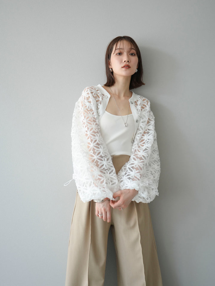 [予約]テープレースシアーブルゾン/オフホワイト