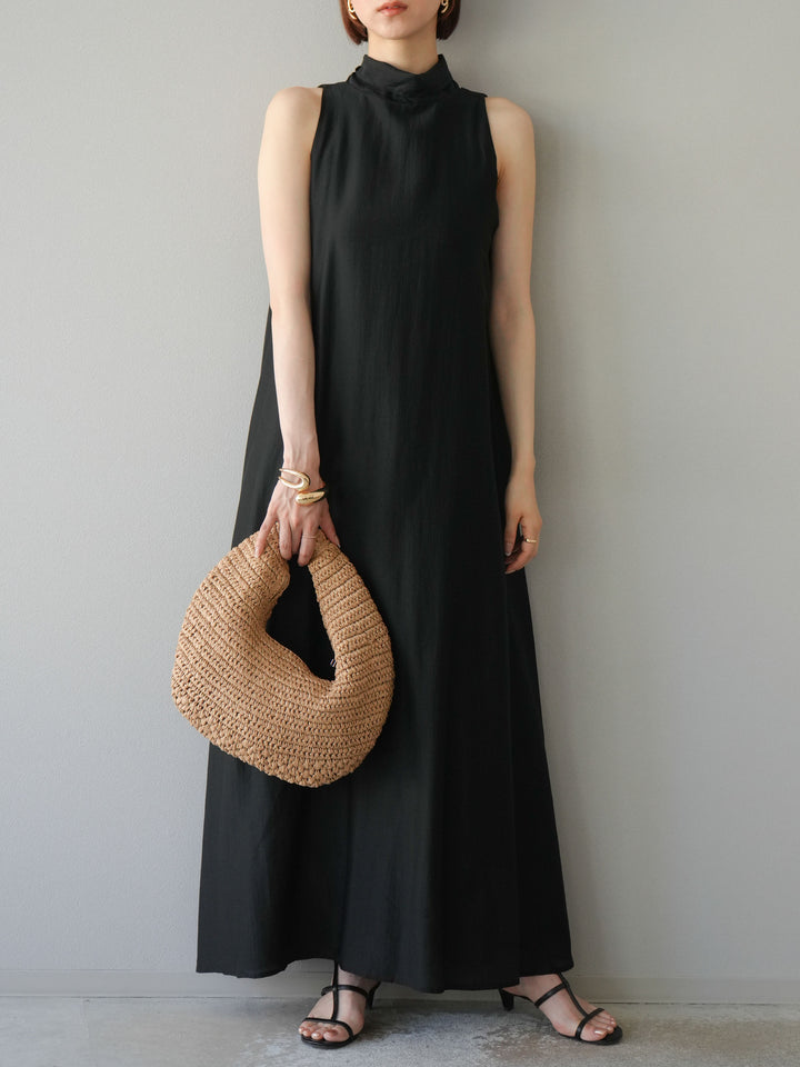[予約]シアーホルターバックオープンワンピース/ブラック