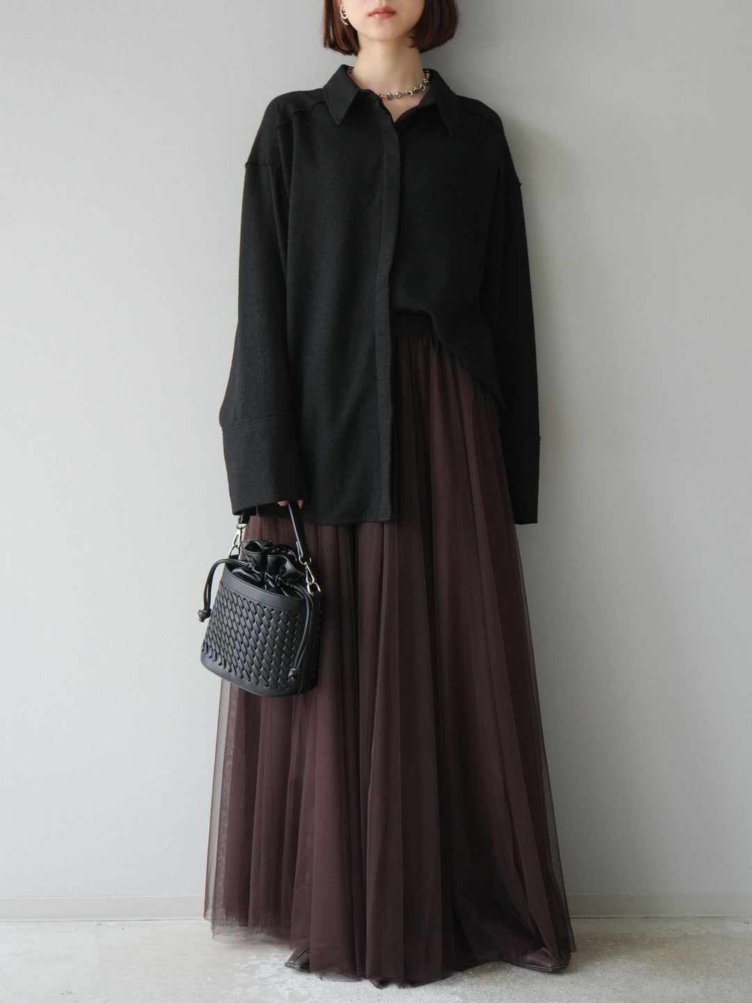 [予約]チュールボリュームスカート/ブラウン
