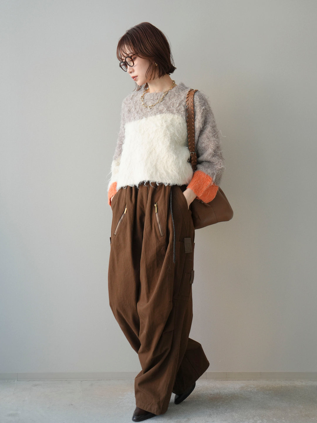 [予約]コットンタックループパンツ/brown